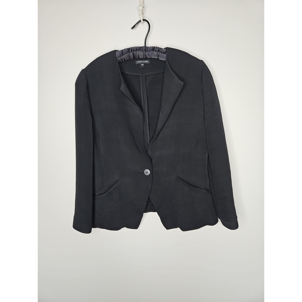 Eileen Fisher S Blazer Textured Silk Blend Minimalist Contemporary Elegant Chic